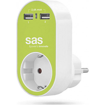 SAS - ΑΝΤΑΠΤΟΡΑΣ ΣΟΥΚΟ ΜΕ USB 2.4Α + 1 ΣΟΥΚΟ (100-15-129)