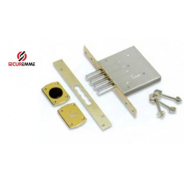 SECUREMME - 2020 Κλειδαριά ασφαλείας 4 Πείρων και 4 στροφών χρυσή με 5 Κλειδιά (2020XOT6025A35)