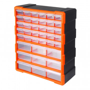 TACTIX - Κουτί Αποθήκευσης Πλαστικό, Με 39 Πλαστικά Συρτάρια Διάφανα (320636)