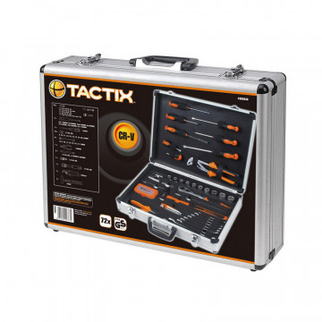 TACTIX - Εργαλεία, Καρυδάκια 1/2"& Μύτες Σετ 75 Τεμ, Σε Κασετίνα Αλουμινίου (365048)
