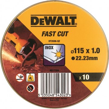 DEWALT - 115x1.0x22.23mm Δίσκοι Κοπής Inox 10τμχ (DT3506)