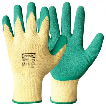 GRANBERG - No9 γάντια εργασίας βαμβακερά με επικάλυψη latex στην παλάμη κίτρινο-πράσινο (108.3110-09)