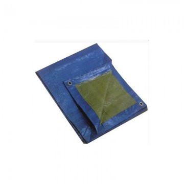 KRAUSMANN - 5X5m Μπλε-πράσινος αδιάβροχος μουσαμάς με κρίκους 140gr/τμ (65949)