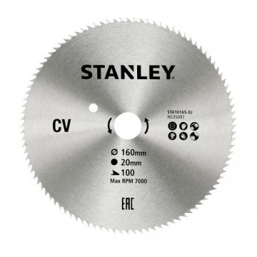 STANLEY - Δίσκος ξύλου με 100 δόντια, τρύπα 20mm και διάμετρο 160mm (STA10165-XJ)