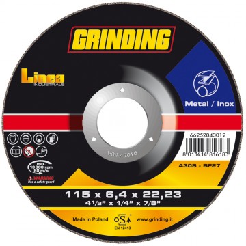 GRINDING - Δίσκος Λείανσης Σιδήρου-inox Linea 115mmΧ6,4mmΧ 22mm