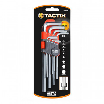 TACTIX - Κλειδιά  Άλλεν Μακρυά CR-V, Σετ 9 Τεμ, Σε Θήκη (1,5-10 mm) 206001