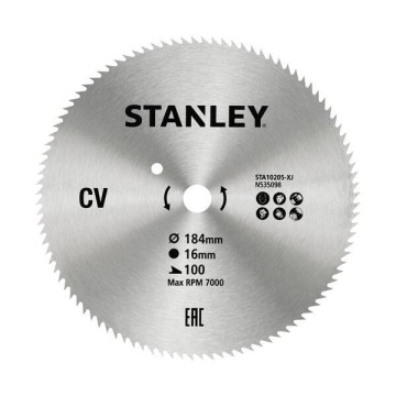 STANLEY - 184mm Δίσκος διαμαντέ κοπής ξύλου και κόντρα πλακέ fine cut με τρύπα 16mm και 100 δόντια (STA10205-XJ)