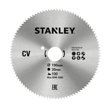 STANLEY - 190mm Δίσκος διαμαντέ κοπής ξύλου και κόντρα πλακέ fine cut με τρύπα 30mm και 100 δόντια (STA10230-XJ)