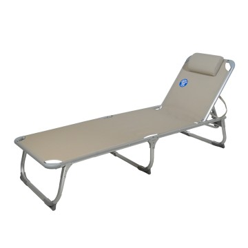 SUMMER CLUB - Ξαπλώστρα παραλίας αλουμινίου μπέζ 188x58x30cm (19365)