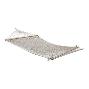SUMMER CLUB - Αιώρα 200x145cm δίχτυ heavy rope μπεζ με ξύλο (13311)