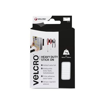 VELCRO - 2τεμ Heavy Duty Stick Αυτοκόλλητη Ταινία Χριτς Χρατς λευκή 50mmx100mm (060240062)