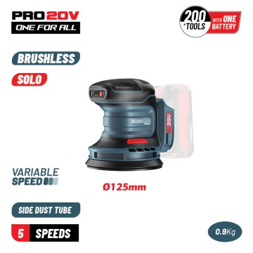 BORMANN Pro - BBP5413 Τριβείο Έκκεντρο Brushless Μπαταρίας 20V,Li-Ion,125mm,5 Ρυθμίσεις Ταχύτητας,SOLO (085089)