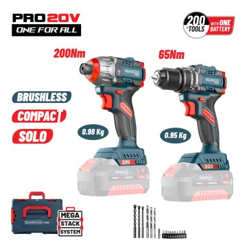 BORMANN Pro - BBP5408Τ2CA Σετ Κρουστικό Δραπανοκατσάβιδο με Παλμικό Κατσαβίδι SOLO (086376)