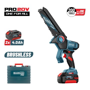 BORMANN Pro - BBP5448X44C Κλαδευτικό Αλυσοπρίονο Mπαταρίας 20V Brushless,2x4Ah,Λάμα 20cm (088134)