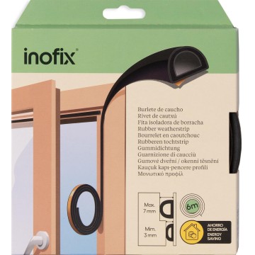 Inofix - 6mx0.7cm Αφρώδες Αεροστόπ Λάστιχο Πόρτας Τύπου D Μαύρο Χρώμα (2119-3)