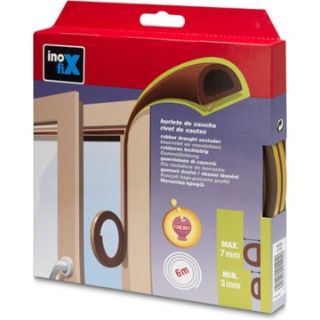 Inofix - 6mx0.7cm Αφρώδες Αεροστόπ Λάστιχο Πόρτας Τύπου D καφέ Χρώμα (2119-4)