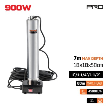 NAKAYAMA - NP1190 900W Αντλία πηγαδιού inox με πίνακα (030621)
