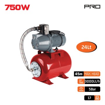 NAKAYAMA PRO - NP2108 Πιεστικό Με Δοχείο 24Lt Αντλία Jet 750W (036043)