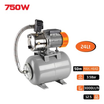 NAKAYAMA Pro - NP2103 Πιεστικό Συγκρότημα Με Δοχείο 24Lt Αντλία Inox 750W (087007)