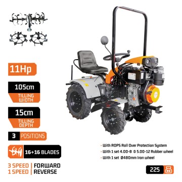 NAKAYAMA Pro - MB9320 Τρακτέρ-Σκαπτικό Πετρελαίου 4WD/2WD 11Hp Με Μίζα, 1050mm (086154)