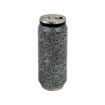 SIDIRELA - Ποτήρι Θερμός Ανοξείδωτο Μαύρο-λευκό 400ml (Ε-4739)
