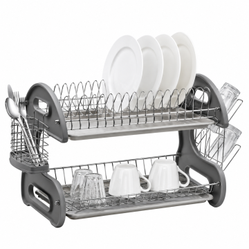 SIDIRELA - Πιατοθήκη Ίβη μεταλλική και πλαστικούς δίσκους γκρί 55x26x36cm (Ε-2339)