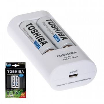 TOSHIBA - Φορτιστής USB για μπαταρίες επαναφορτιζόμενες ΑΑΑ & ΑΑ (0159080)